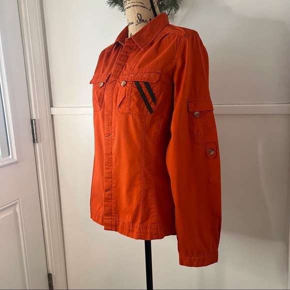Spyder Burnt Orange Button Down Utility Shacket 100% Cotton - Picture 3 of 16